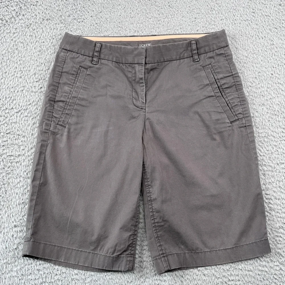 VTG J.Crew Bermuda Shorts Womens 0 Grey Made in Hong Kong Stretch